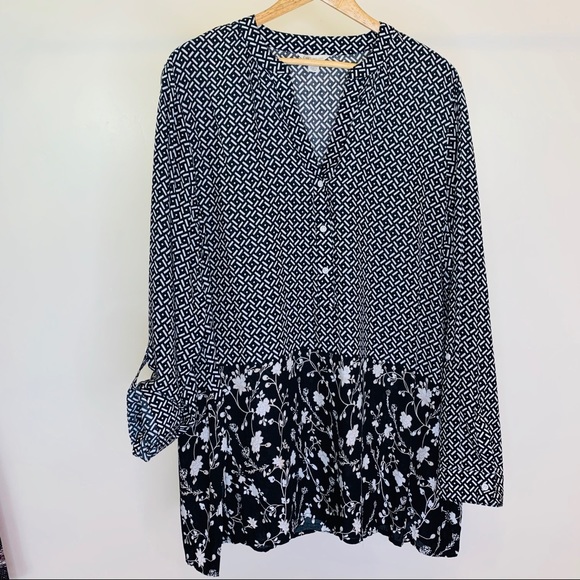 Cato Tops - Cato Plus Split Neck Mixed Print Popover Top 18/20